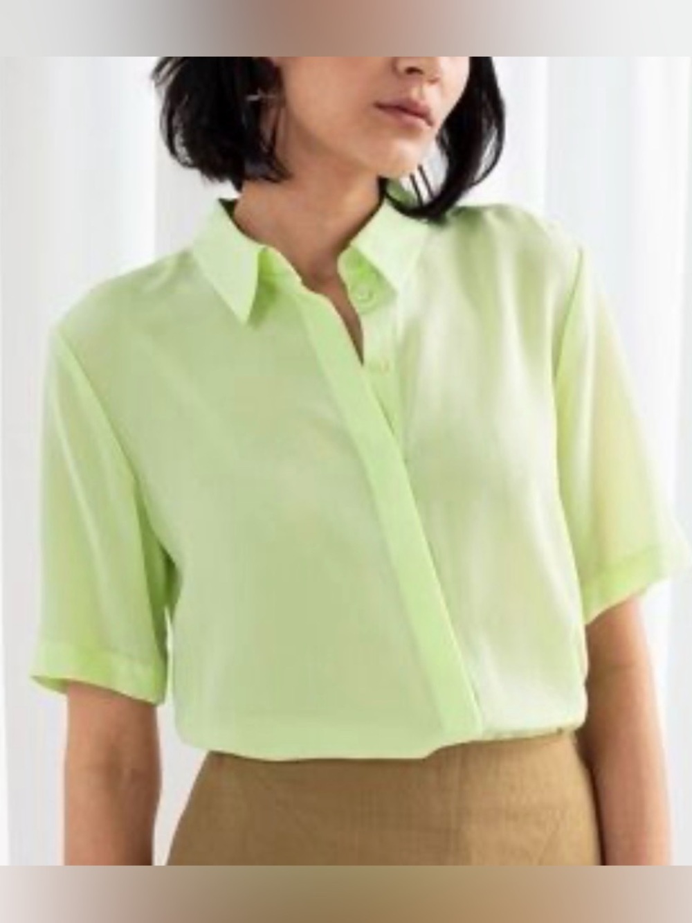& Other Stories Silk Short-Sleeve Blouse